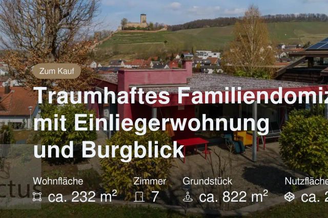 Nicht mehr verfügbar: Traumhaftes Familiendomizil mit Einliegerwohnung und Burgblick