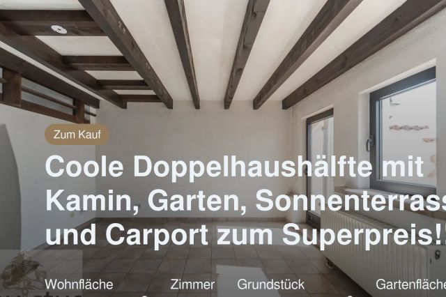 Neu im Angebot: Coole Doppelhaushälfte mit Kamin, Garten, Sonnenterrasse und Carport zum Superpreis!!!!