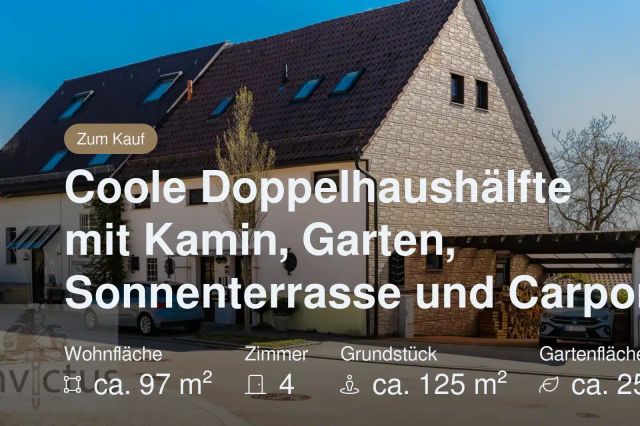 Neu im Angebot: Coole Doppelhaushälfte mit Kamin, Garten, Sonnenterrasse und Carport