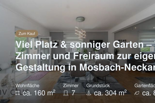 Neu im Angebot: Viel Platz & sonniger Garten – 7 Zimmer und Freiraum zur eigenen Gestaltung in Mosbach-Neckarelz