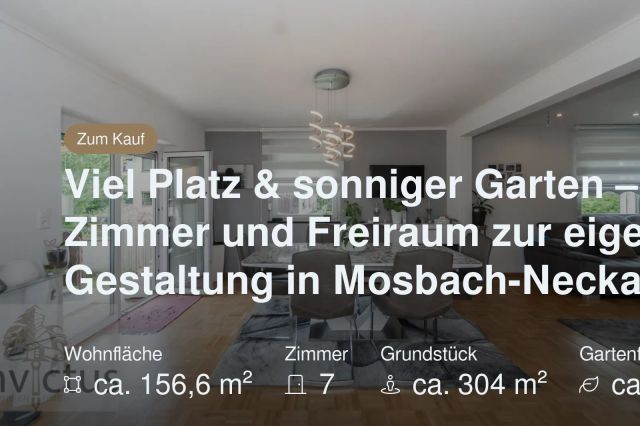 Nicht mehr verfügbar: Viel Platz & sonniger Garten – 7 Zimmer und Freiraum zur eigenen Gestaltung in Mosbach-Neckarelz