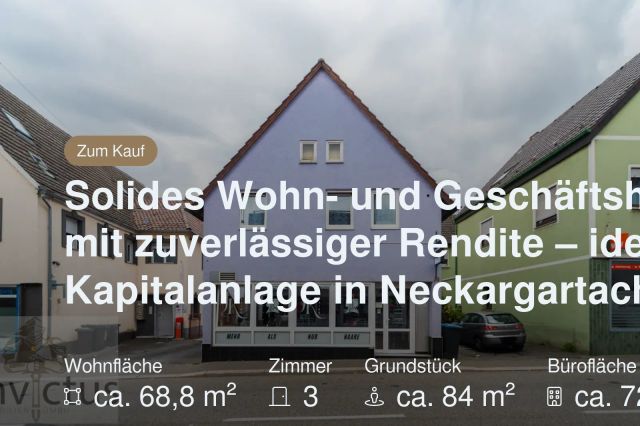 Neu im Angebot: Solides Wohn- und Geschäftshaus mit zuverlässiger Rendite – ideale Kapitalanlage in Neckargartach.