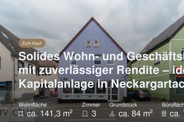 Neu im Angebot: Solides Wohn- und Geschäftshaus mit zuverlässiger Rendite – ideale Kapitalanlage in Neckargartach.