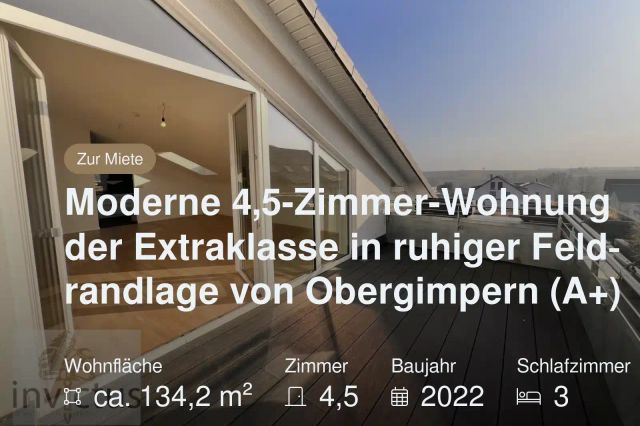 Neu im Angebot: Moderne 4,5-Zimmer-Wohnung der Extraklasse in ruhiger Feldrandlage von Obergimpern (A+)