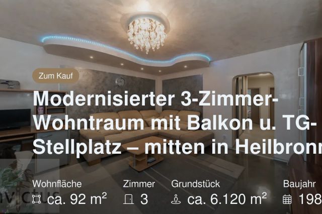 Neu im Angebot: Modernisierter 3-Zimmer-Wohntraum mit Balkon u. TG-Stellplatz – mitten in Heilbronn