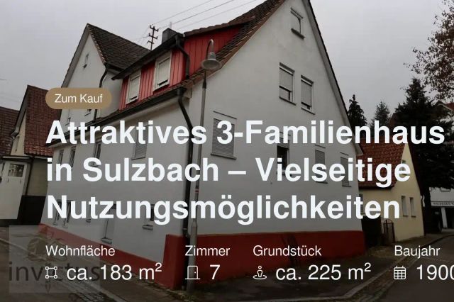Neu im Angebot: Attraktives 3-Familienhaus in Sulzbach – Vielseitige Nutzungsmöglichkeiten