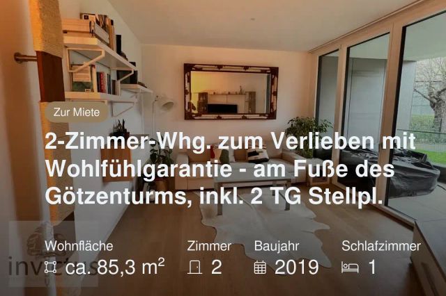 Neu im Angebot: 2-Zimmer-Whg. zum Verlieben mit Wohlfühlgarantie – am Fuße des Götzenturms, inkl. 2 TG Stellpl.