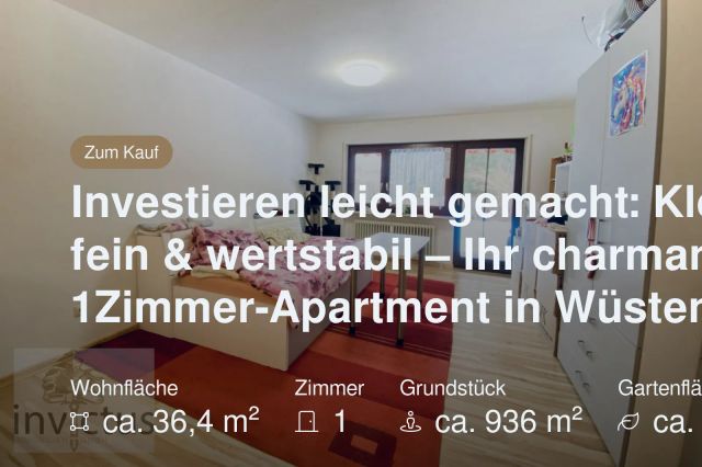 Neu im Angebot: Investieren leicht gemacht: Klein, fein & wertstabil – Ihr charmantes 1Zimmer-Apartment in Wüstenrot