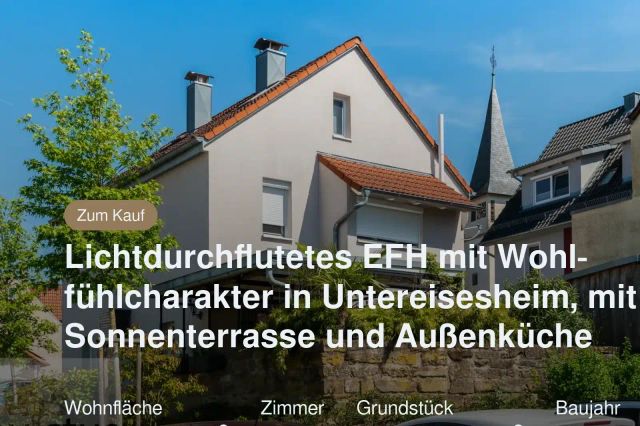 Neu im Angebot: Lichtdurchflutetes EFH mit Wohlfühlcharakter in Untereisesheim, mit Sonnenterrasse und Außenküche