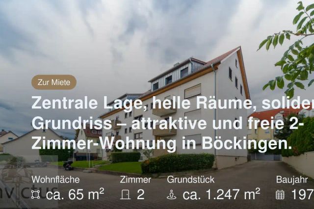 Nicht mehr verfügbar: Zentrale Lage, helle Räume, solider Grundriss – attraktive und freie 2-Zimmer-Wohnung in Böckingen.