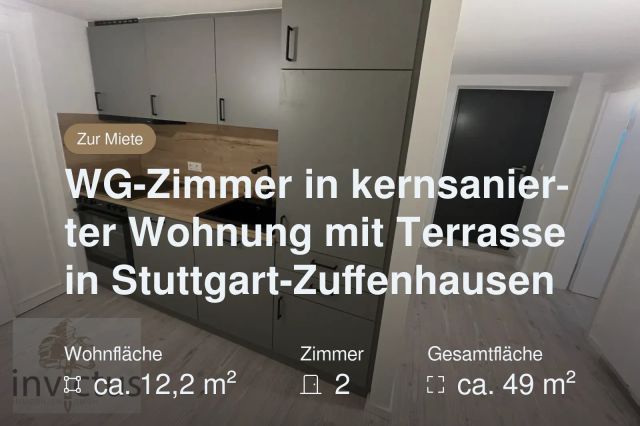 Neu im Angebot: WG-Zimmer in kernsanierter Wohnung mit Terrasse in Stuttgart-Zuffenhausen