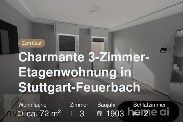Nicht mehr verfügbar: Charmante 3-Zimmer-Etagenwohnung in Stuttgart-Feuerbach