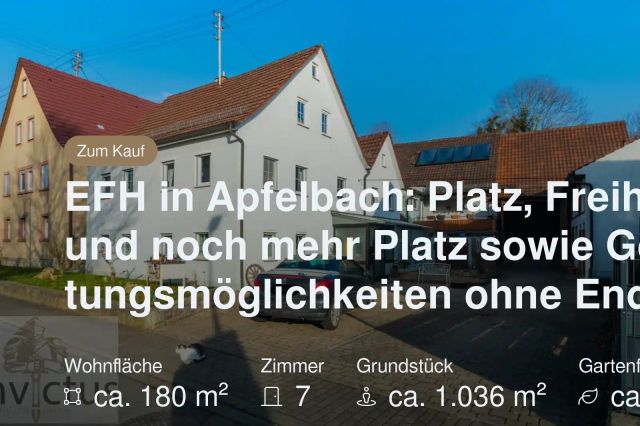 Neu im Angebot: EFH in Apfelbach: Platz, Freiheit und noch mehr Platz sowie Gestaltungsmöglichkeiten ohne Ende!