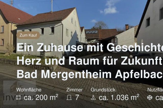 Nicht mehr verfügbar: Ein Zuhause mit Geschichte, Herz und Raum für Zukunft in Bad Mergentheim Apfelbach