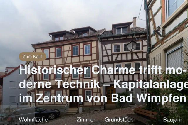 Neu im Angebot: Historischer Charme trifft moderne Technik – Kapitalanlage im Zentrum von Bad Wimpfen