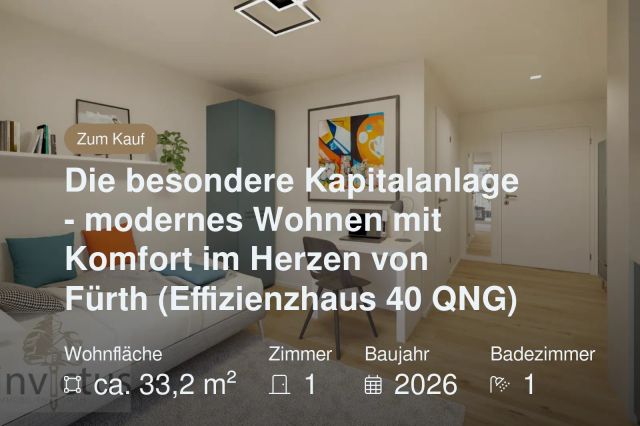 Neu im Angebot: Die besondere Kapitalanlage – modernes Wohnen mit Komfort im Herzen von Fürth (Effizienzhaus 40 QNG)