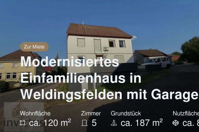 Nicht mehr verfügbar: Modernisiertes Einfamilienhaus in Weldingsfelden mit Garage