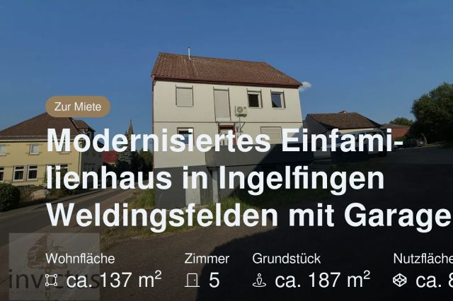 Neu im Angebot: Modernisiertes Einfamilienhaus in Ingelfingen Weldingsfelden mit Garage