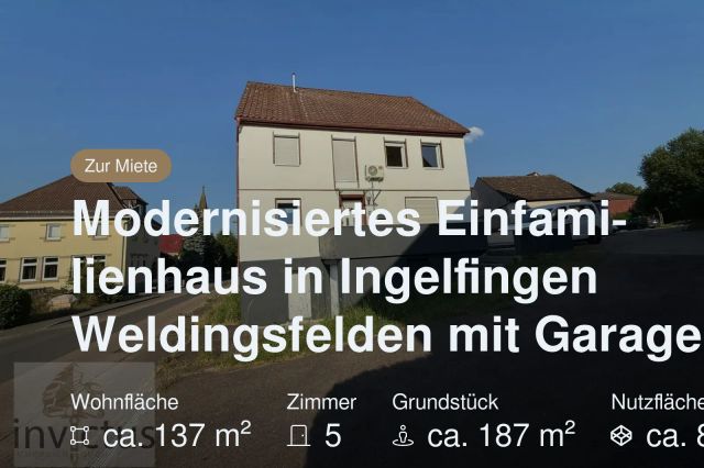 Nicht mehr verfügbar: Modernisiertes Einfamilienhaus in Ingelfingen Weldingsfelden mit Garage