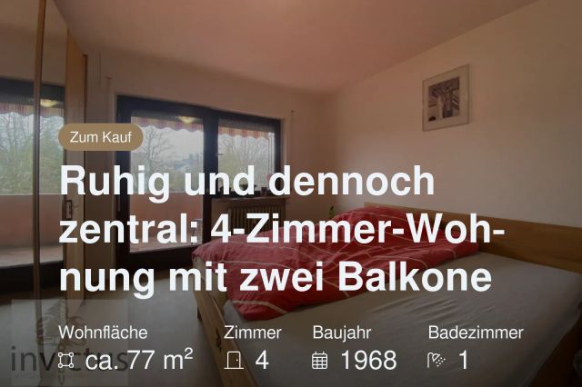 Neu im Angebot: Ruhig und dennoch zentral: 4-Zimmer-Wohnung mit zwei Balkone