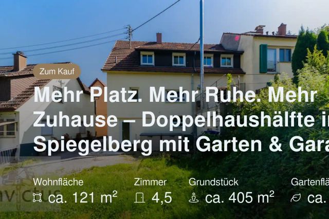Neu im Angebot: Mehr Platz. Mehr Ruhe. Mehr Zuhause – Doppelhaushälfte in Spiegelberg mit Garten & Garage!