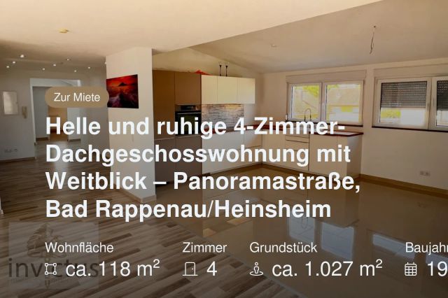 Neu im Angebot: Helle und ruhige 4-Zimmer-Dachgeschosswohnung mit Weitblick – Panoramastraße, Bad Rappenau/Heinsheim