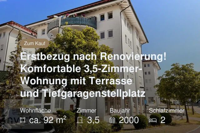 Neu im Angebot: Erstbezug nach Renovierung! Komfortable 3,5-Zimmer-Wohnung mit Terrasse und Tiefgaragenstellplatz