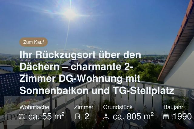 Neu im Angebot: Ihr Rückzugsort über den Dächern – charmante 2-Zimmer DG-Wohnung mit Sonnenbalkon und TG-Stellplatz