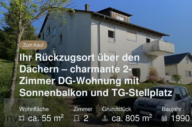 Neu im Angebot: Ihr Rückzugsort über den Dächern – charmante 2-Zimmer DG-Wohnung mit Sonnenbalkon und TG-Stellplatz