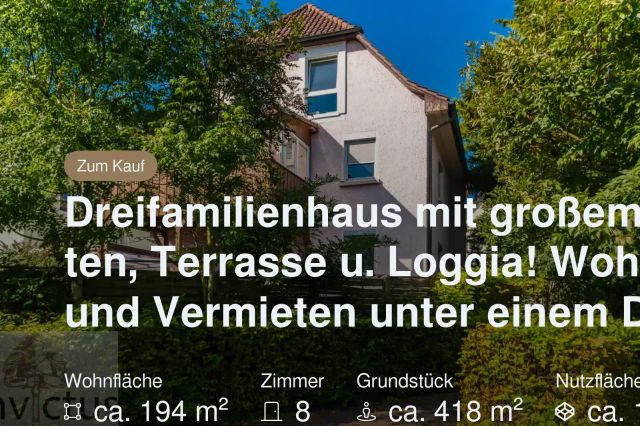 Neu im Angebot: Dreifamilienhaus mit großem Garten, Terrasse u. Loggia! Wohnen und Vermieten unter einem Dach.
