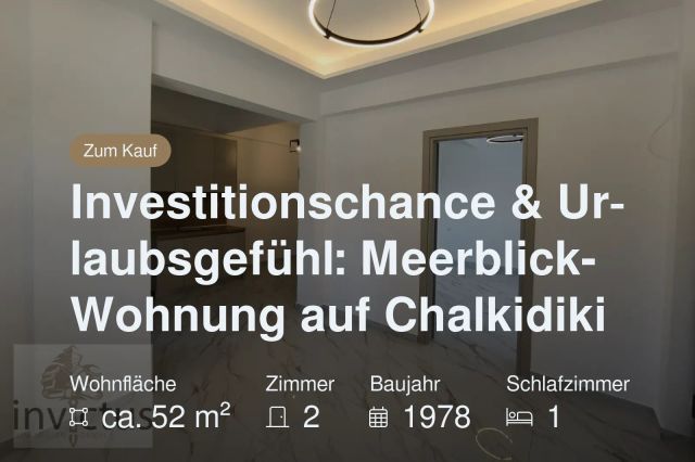 Neu im Angebot: Investitionschance & Urlaubsgefühl: Meerblick-Wohnung auf Chalkidiki