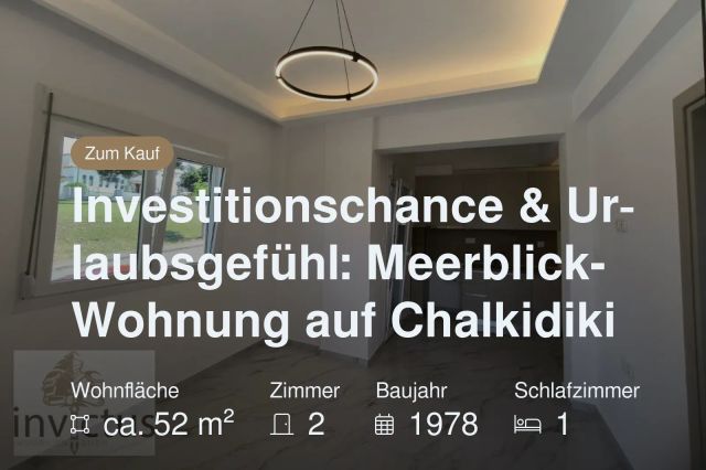 Neu im Angebot: Investitionschance & Urlaubsgefühl: Meerblick-Wohnung auf Chalkidiki