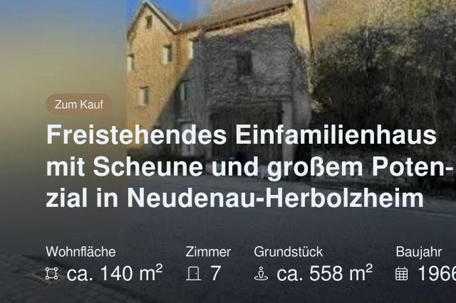 Neu im Angebot: Freistehendes Einfamilienhaus mit Scheune und großem Potenzial in Neudenau-Herbolzheim