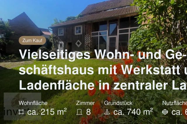 Neu im Angebot: Vielseitiges Wohn- und Geschäftshaus mit Werkstatt und Ladenfläche in zentraler Lage
